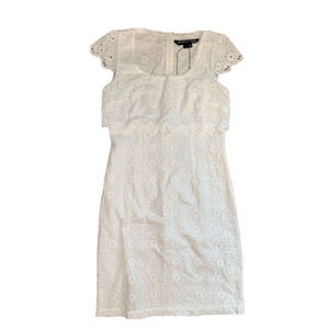 NEW VERONICA BEARD WHITE SHORT SLEEVE EYELET DRESS
